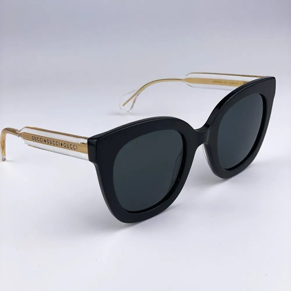 NEW Gucci Sunglasses GG0564SN 001 Cat Eye Crystal Gold Black Grey